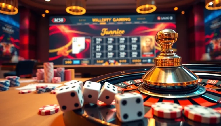 Experience the thrills of Nhà cái S8 with vibrant casino elements like poker chips and roulette.