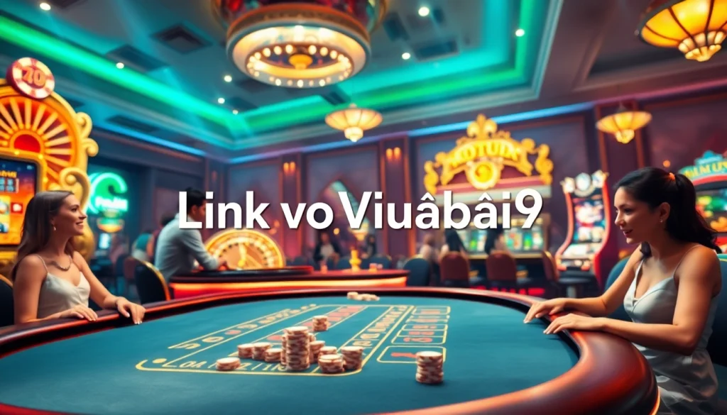 Experience the thrill of online gambling with Link vào Vuabai9 at a luxurious casino setting.