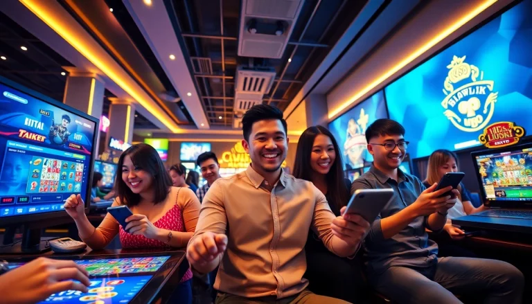Engaging players at Trang chủ NK88 immersed in thrilling online gaming experiences.