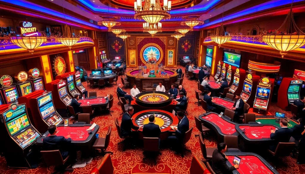 Experience the excitement of online gambling at nhất víp with vibrant casino elements and players engaged.