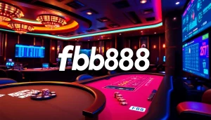 Experience the excitement of online gaming with fb88, featuring live casino tables and vibrant betting chips.