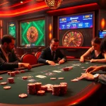 KJC poker table action with colorful chips and players immersed in a thrilling game.