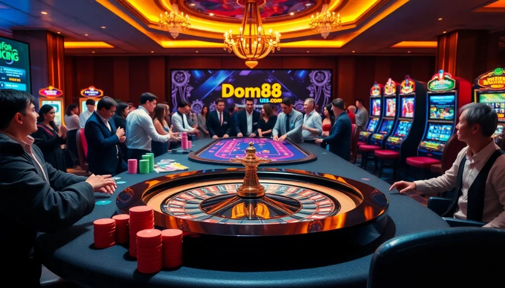 Experience the excitement of gambling at dom88.us.com with a vibrant casino table.