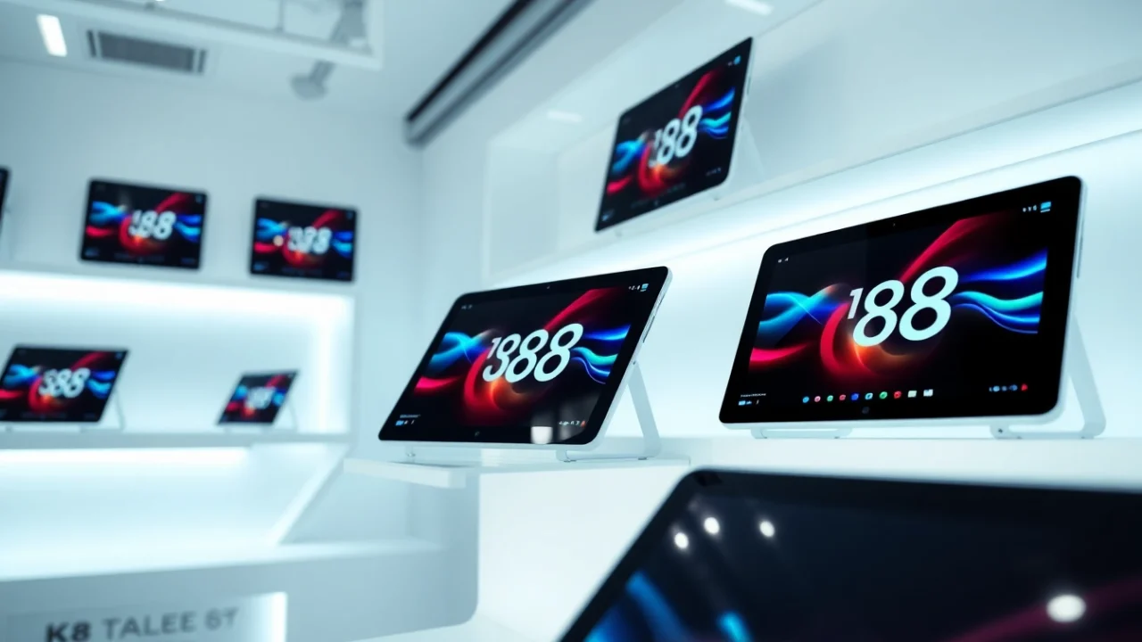 K88 tablets displayed in a modern tech store with sleek, innovative designs.