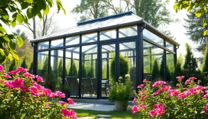 Transform your outdoor experience with a cozy patio sunroom surrounded by greenery.