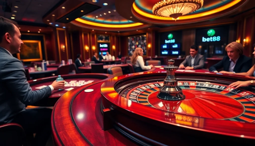 Experience the excitement of gambling with Link Bet88 at a luxurious casino table.
