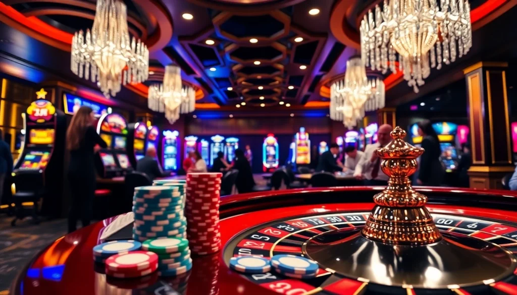 Experience the thrill of RR88 gaming with poker chips and roulette at an elegant casino table.