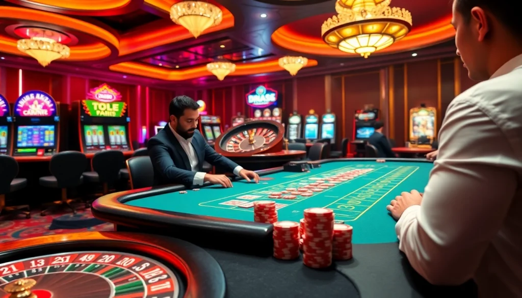 Experience the excitement of dn88 at a vibrant casino table, complete with colorful chips and engaging gameplay.