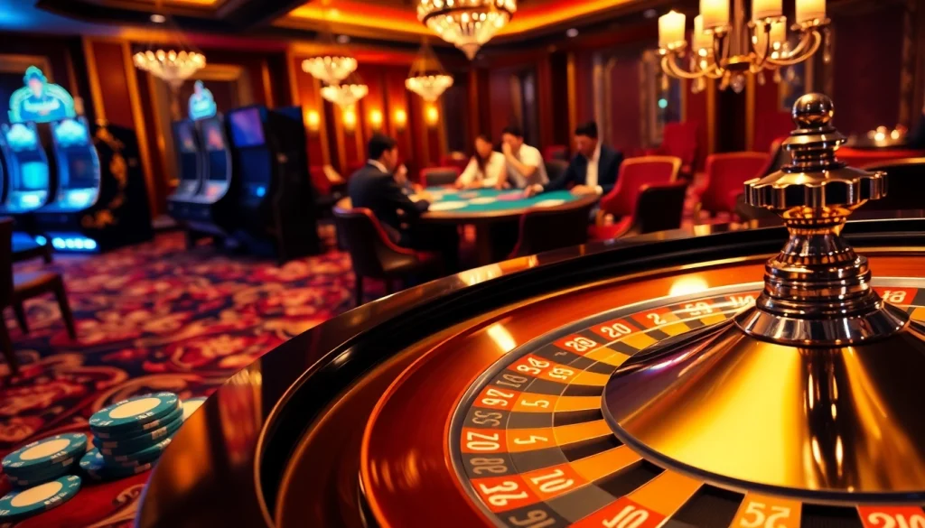 Experience the thrill of betting at lu88 with poker chips and a roulette wheel.