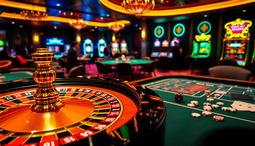 Experience the thrilling atmosphere of 23win06 casino with roulette, cards, and vibrant games.