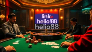 Experience the thrill of betting at link hello88's luxurious poker table full of action and excitement.
