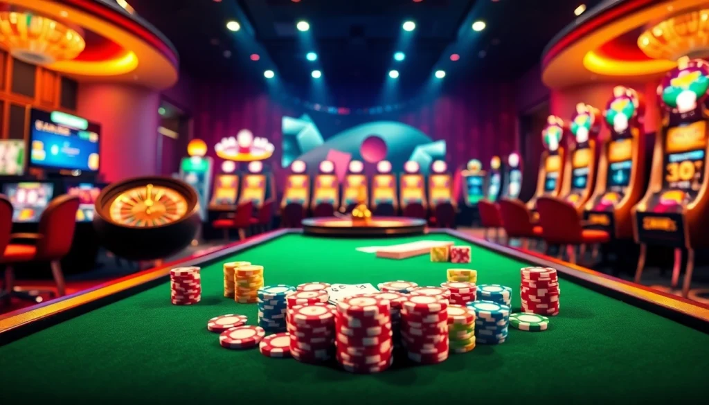 Engaging players at the poker table and roulette while showcasing gambling excitement at https://123win.click/.