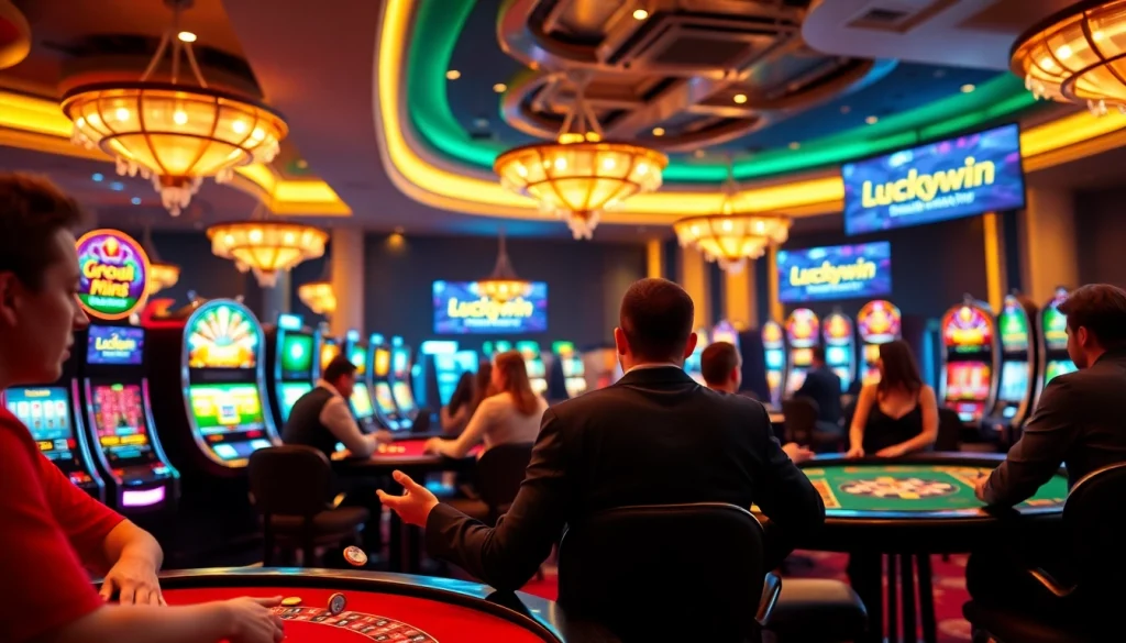 Experience thrilling gameplay with Luckywin at a vibrant casino table filled with excitement.