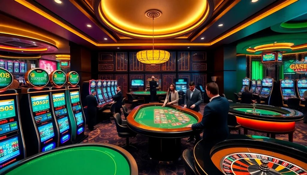 Experience the thrill at GG88 casino with vibrant slot machines and luxurious game tables.