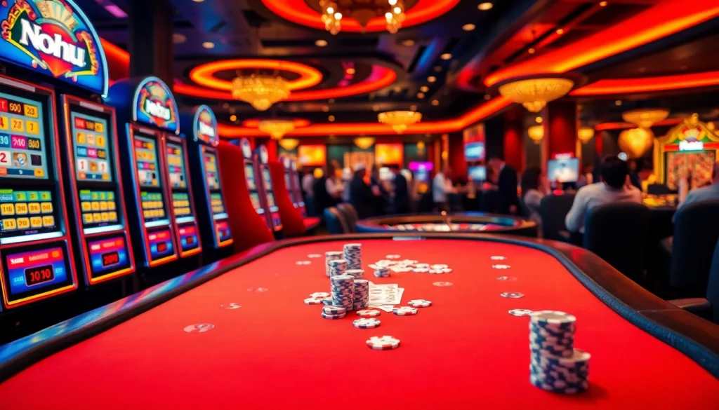 Nohu slot machines and vibrant casino tables filled with enthusiastic gamblers.
