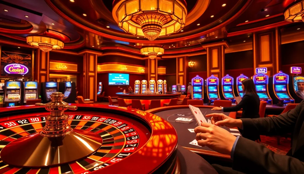 Engaged players enjoying games at a casino with Link ok8386 visible on digital displays.