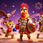 Engage with the thrill of betting at thanke78, featuring a dynamic rooster themed colosseum scene.
