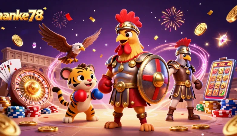 Engage with the thrill of betting at thanke78, featuring a dynamic rooster themed colosseum scene.